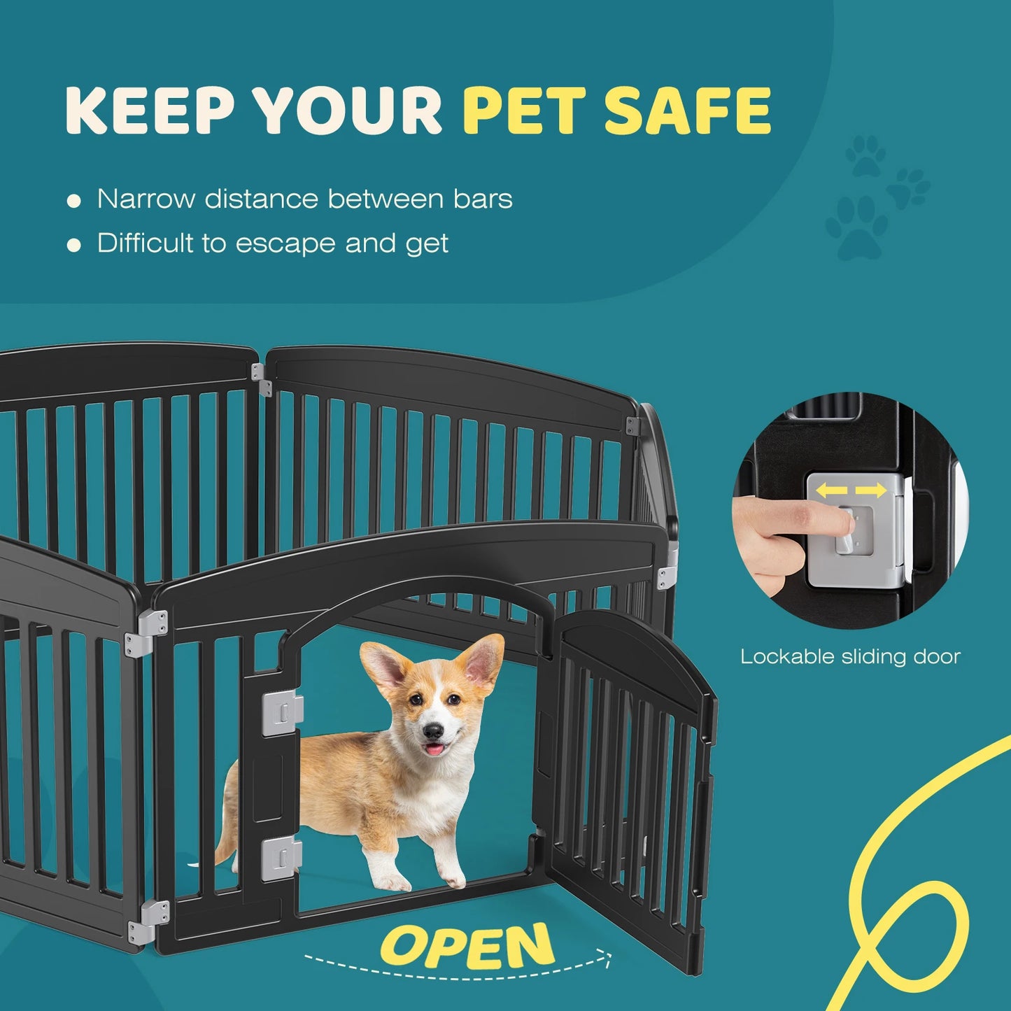 JHK Plastic Dog Playpen 6 Panel Expandable Fence Medium Dogs