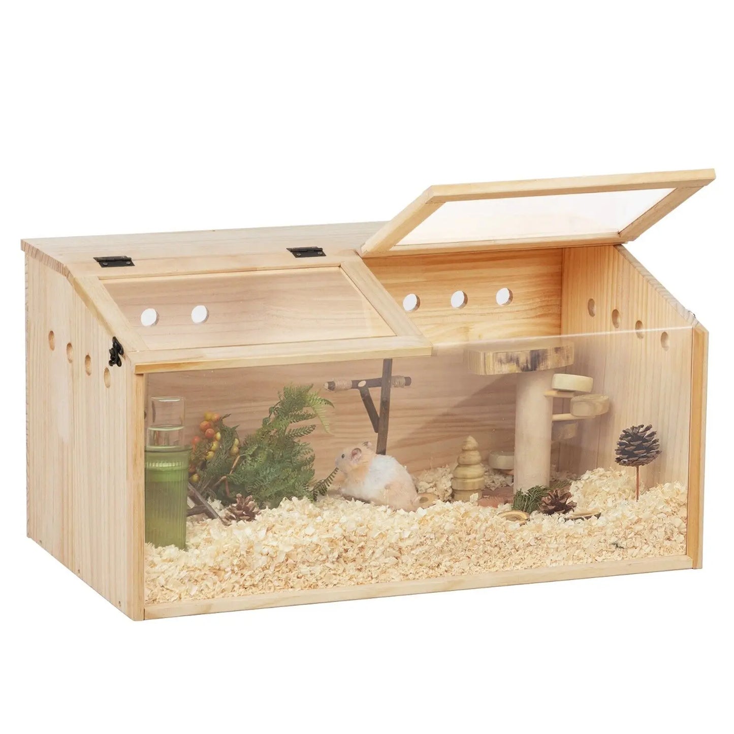 Wooden Hamster Cage With Openable Top Hutch For Small Animals