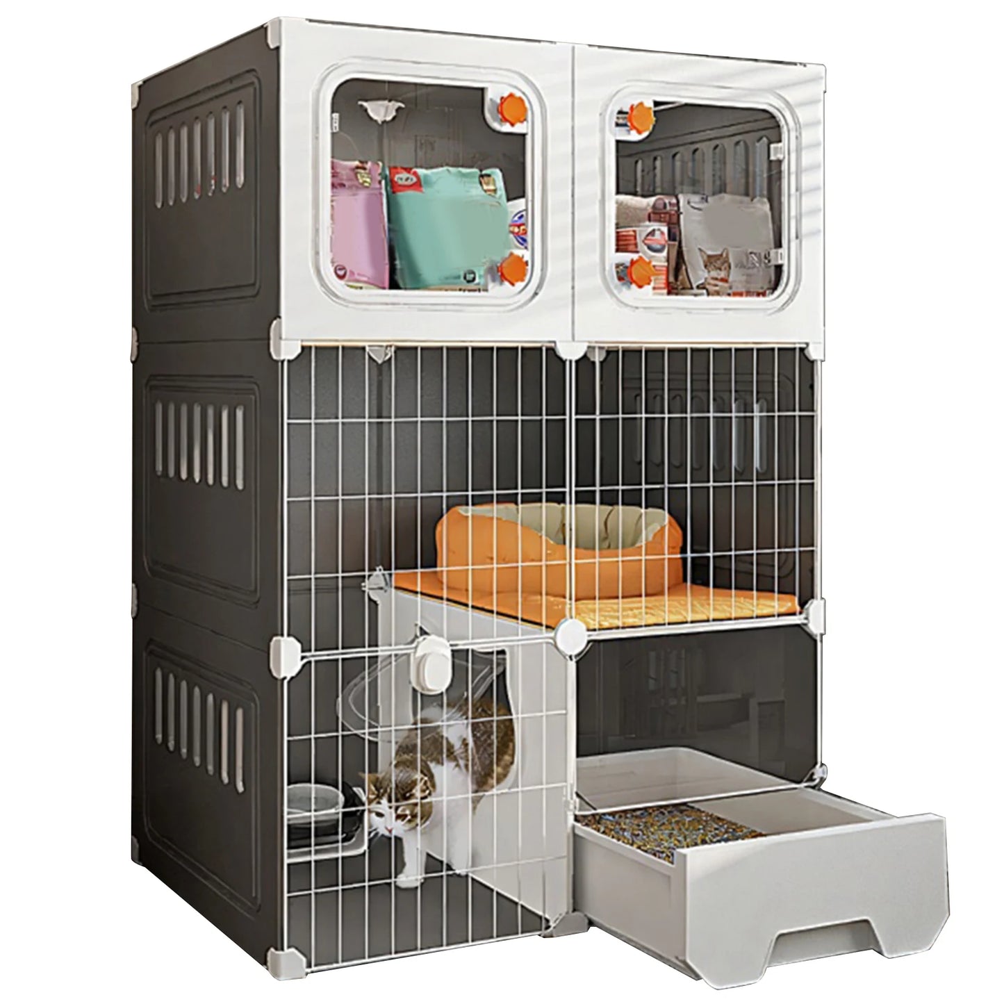 Indoor Cat Crate Catio With Bed DIY Metal Wire Kennel
