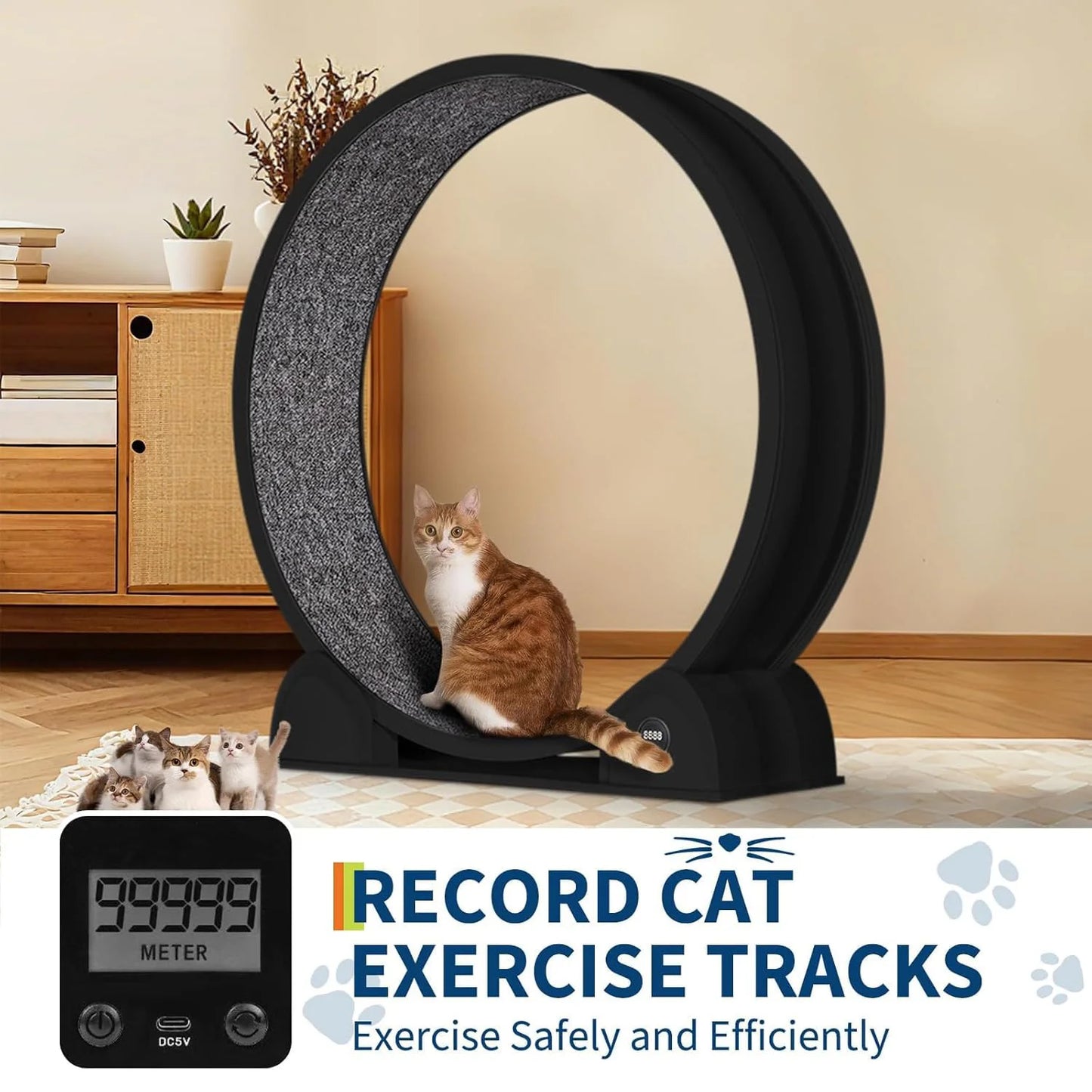 HiMISS Cat Exercise Wheel Indoor Running Treadmill With Smart Pedometer