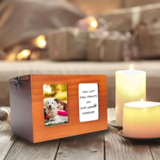 Pet Urn With Photo Frame For Dog Cremation Memory Box
