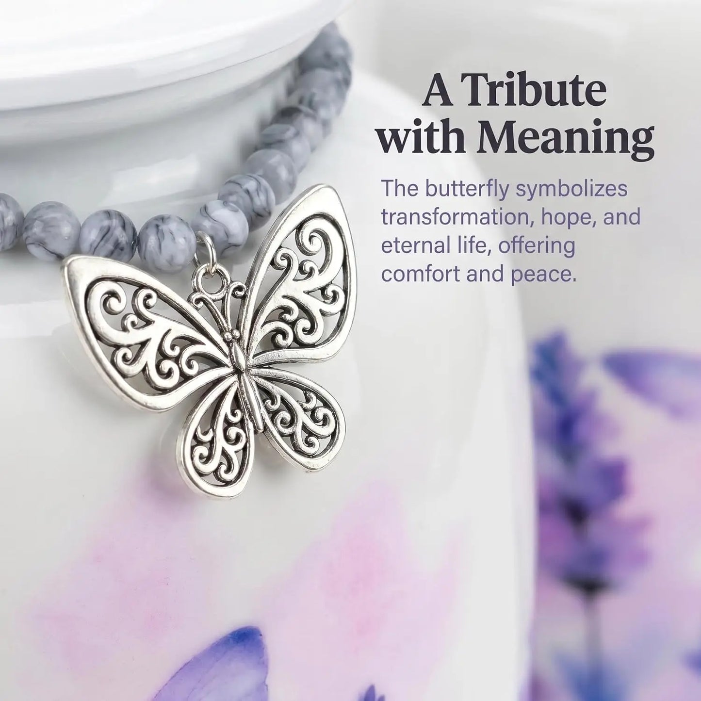 Butterfly Metal Cremation Urn for Women with Memorial Charm Ashes