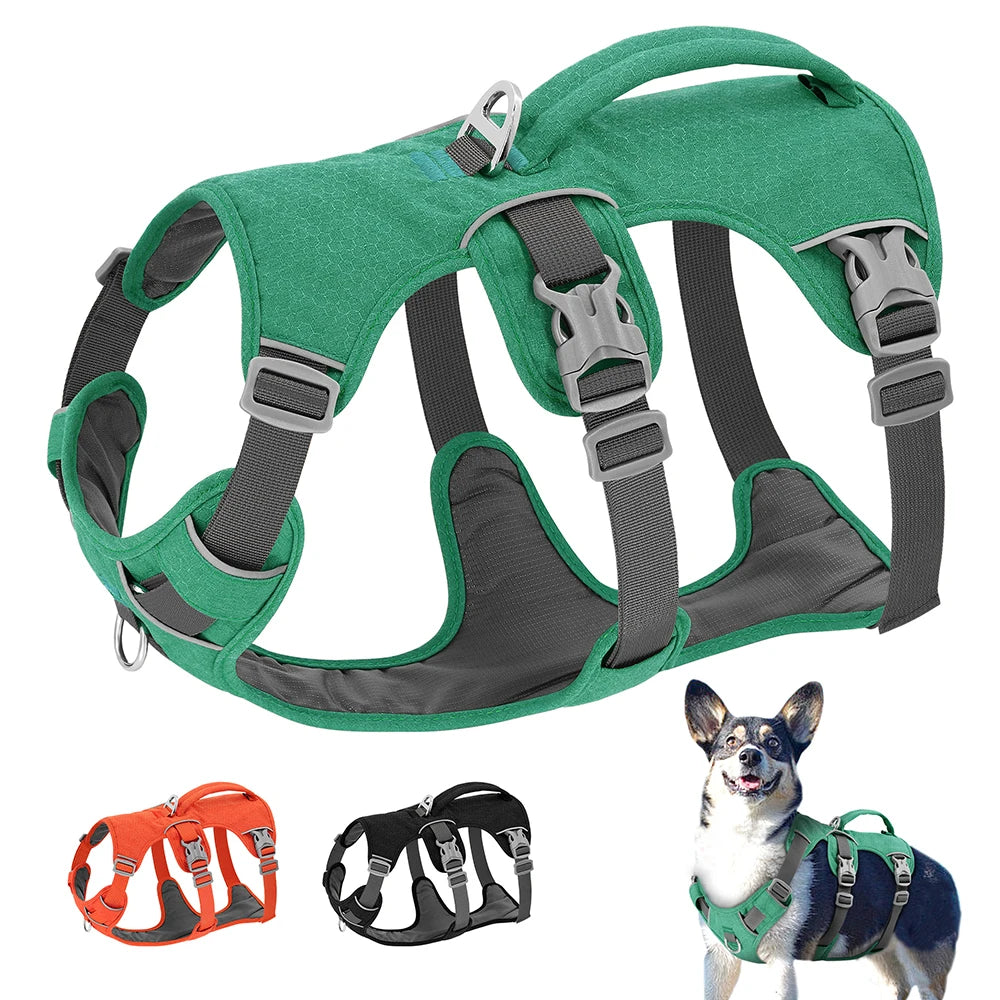 Reflective Nylon Dog Harness With Handle Adjustable Vest