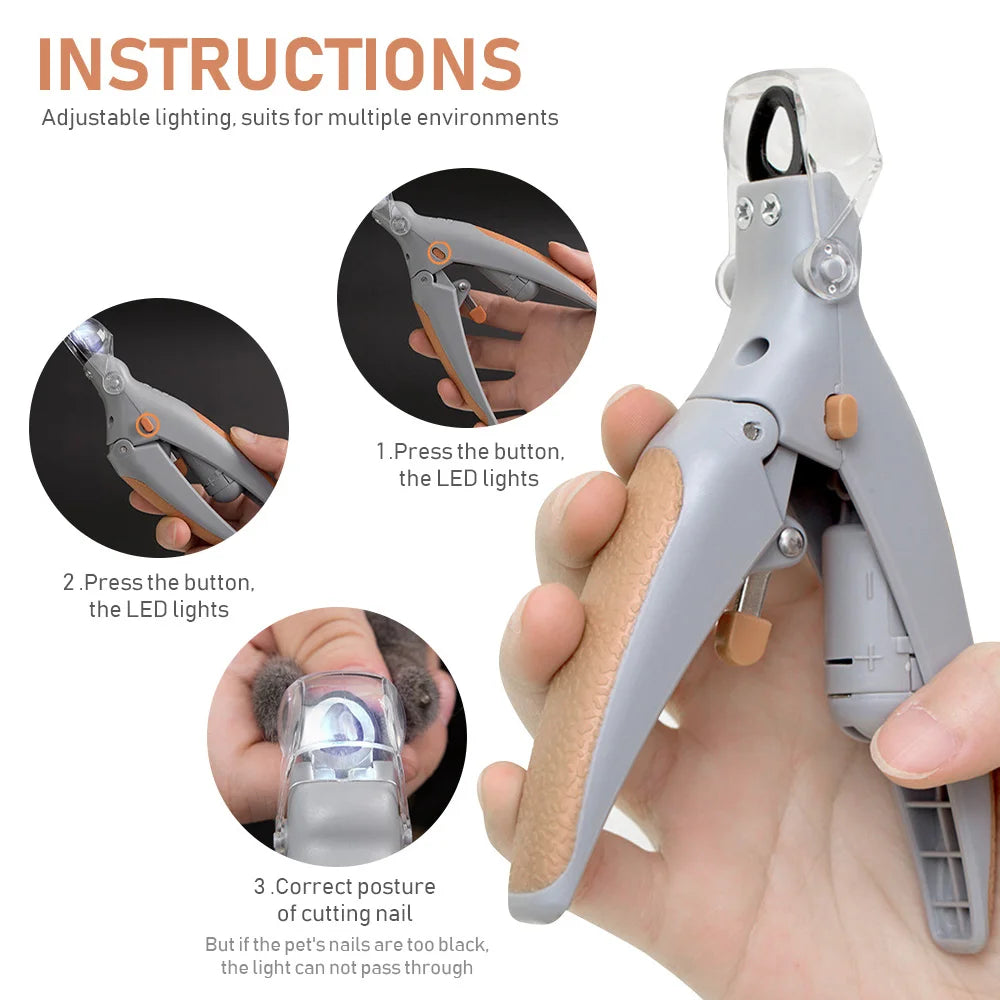 LED Dual-Sided Nail Clippers With 5x Magnification For Pets