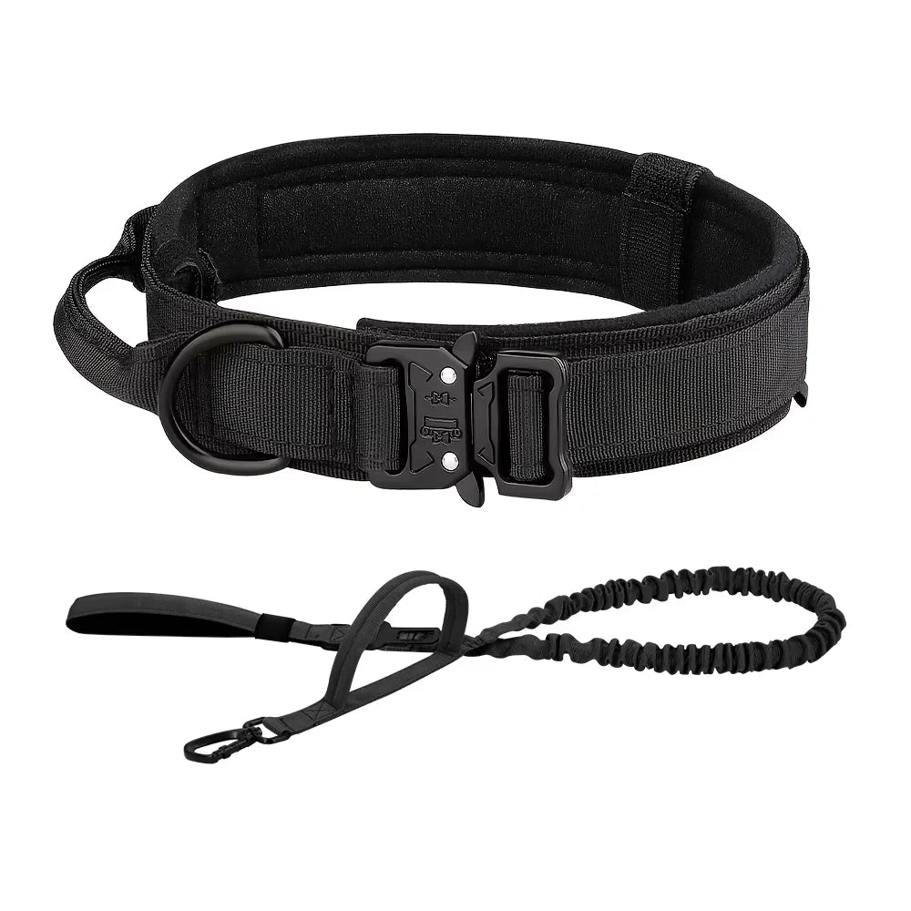 Adjustable Tactical Dog Collar And Leash Set Training Control Handle