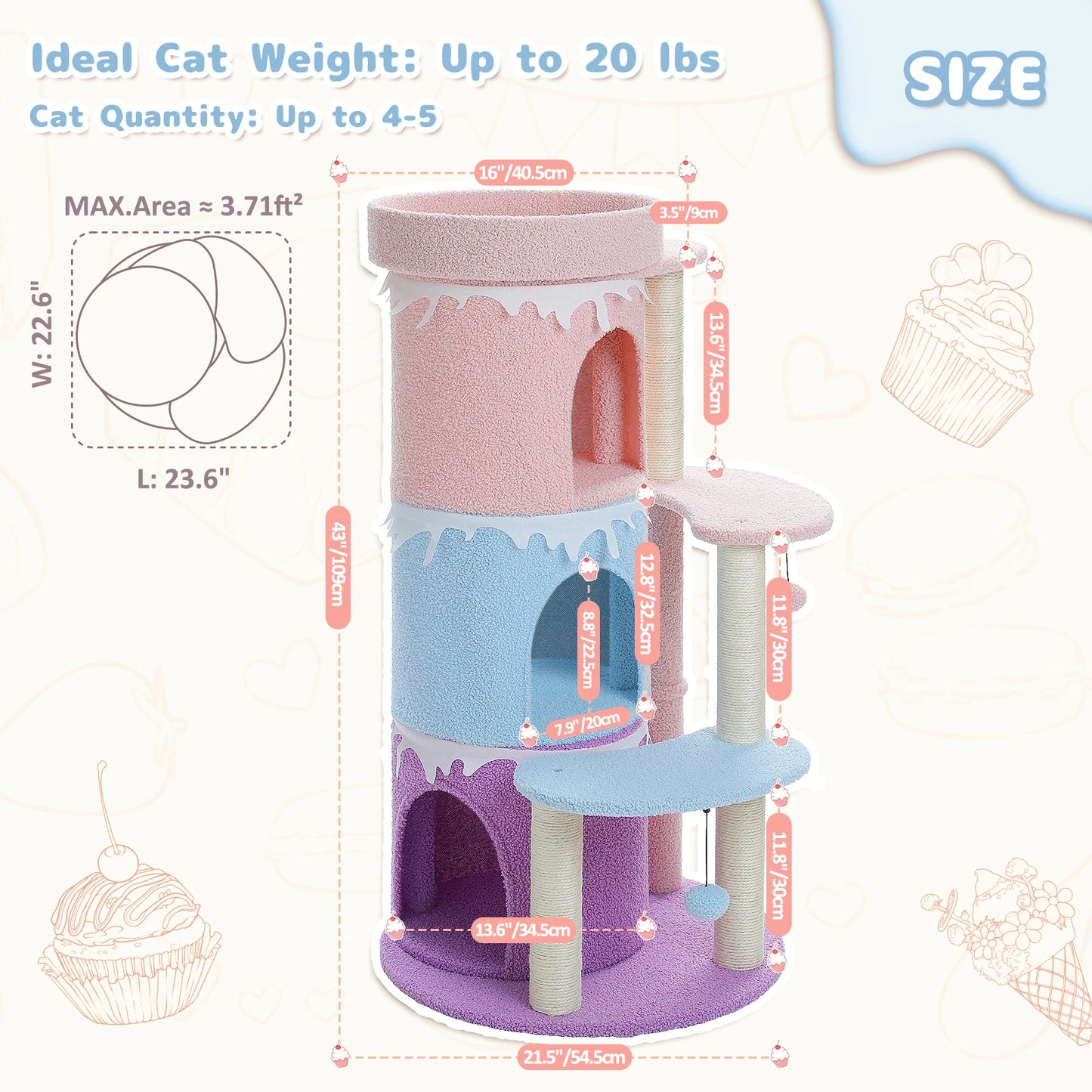 PAWZ Road Cat Tree For Large Cats With Top Perch Indoor