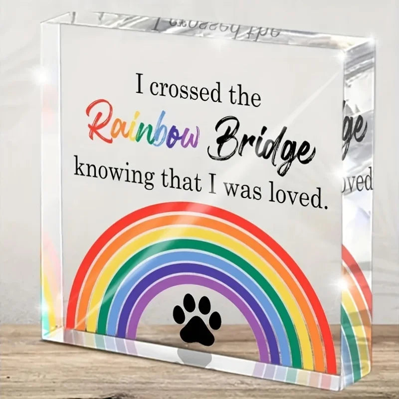 2D Flat Acrylic Pet Memorial Gift Rainbow Bridge Paw Print