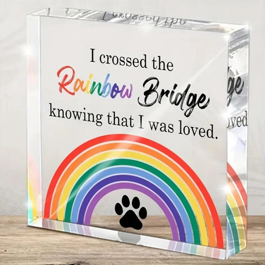 2D Flat Acrylic Pet Memorial Gift Rainbow Bridge Paw Print