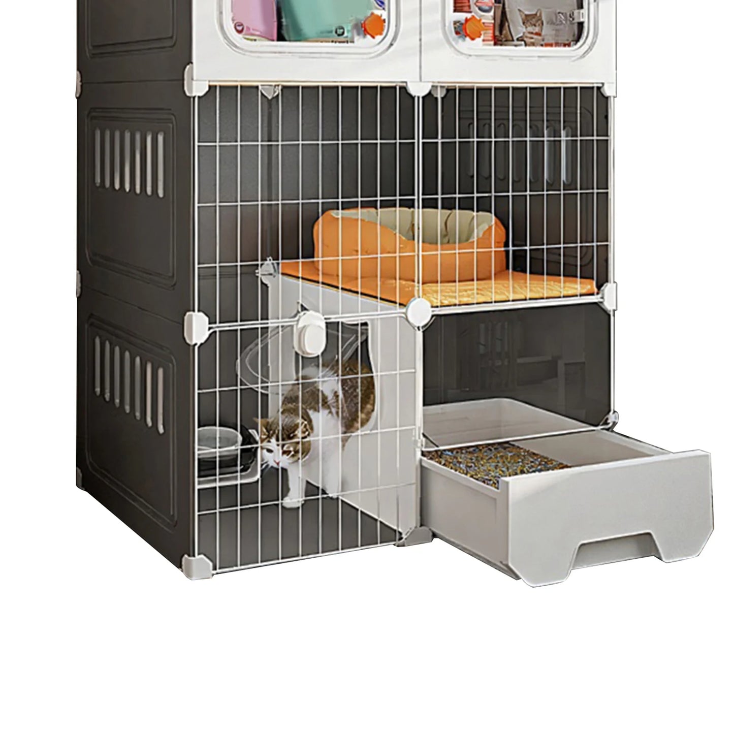 Indoor Cat Crate Catio With Bed DIY Metal Wire Kennel
