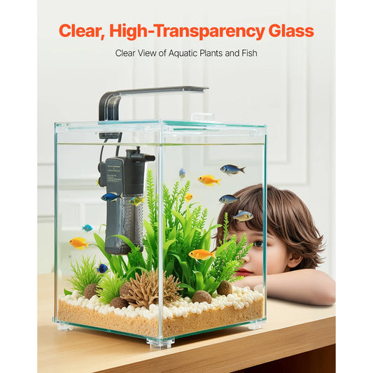 SucceBuy Ultra Glass Fish Tank Starter Aquarium Self Cleaning
