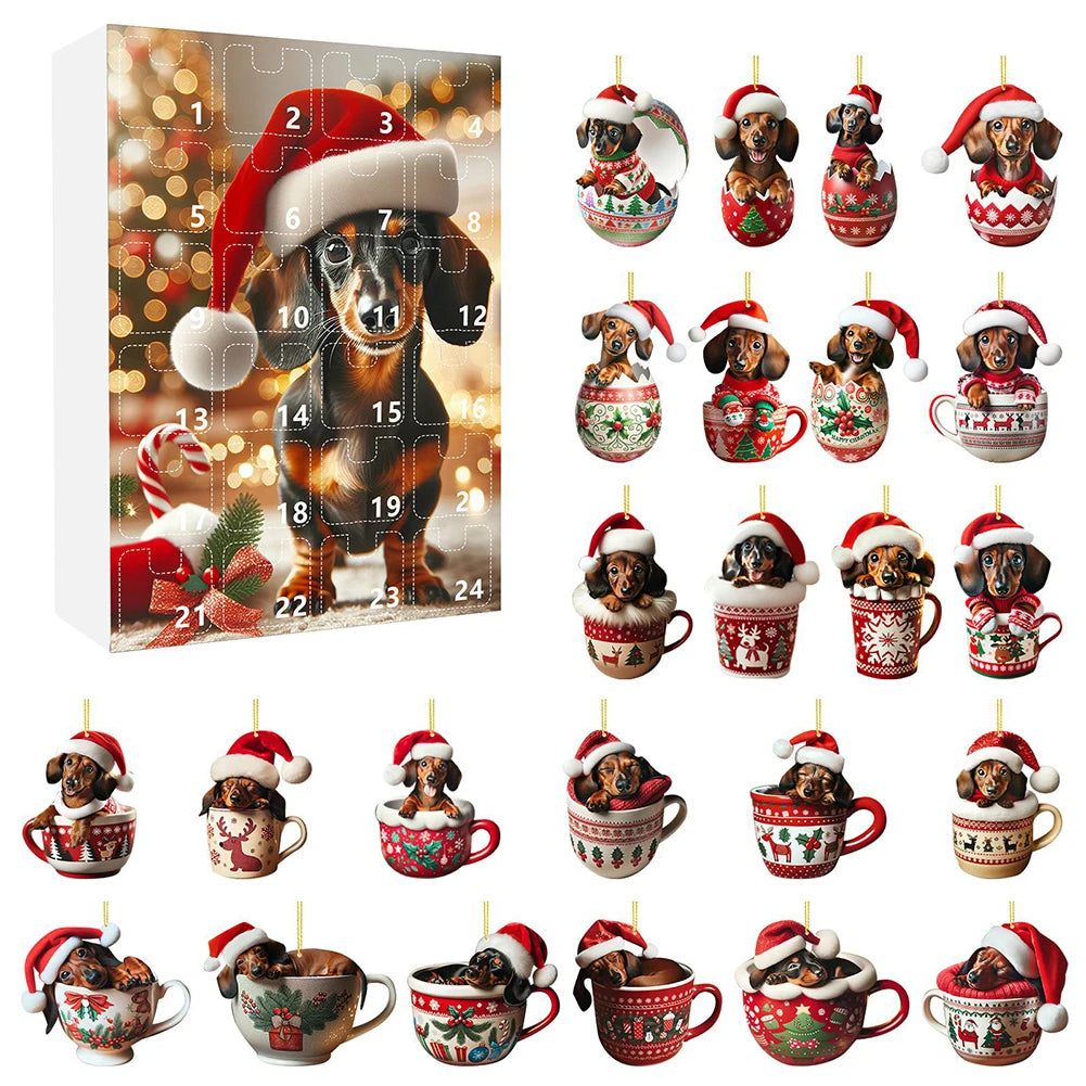 Hign-concerned Dachshund Christmas Advent Calendar 24 Days Countdown Gifts Bundle