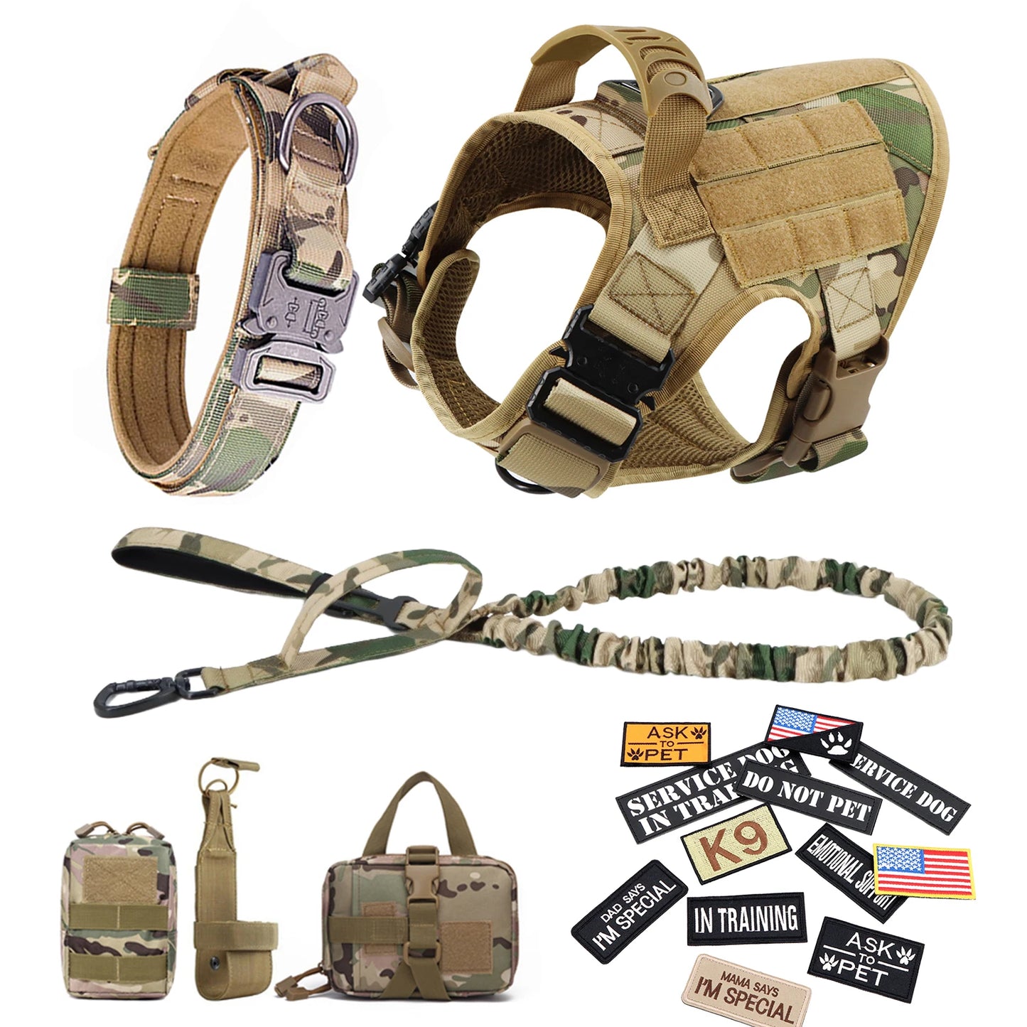 Petravel Military Dog Harness Vest Kit With Leash And Patches
