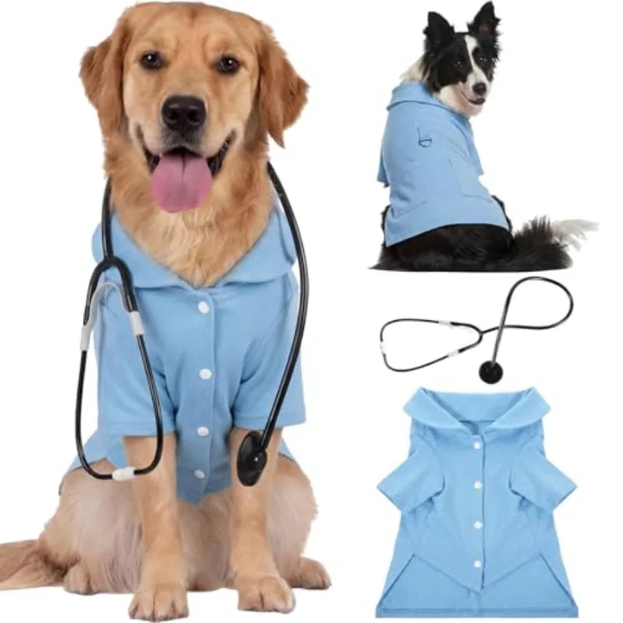 Pet Doctor Costume With Stethoscope Nurse Outfit For Dogs And Cats