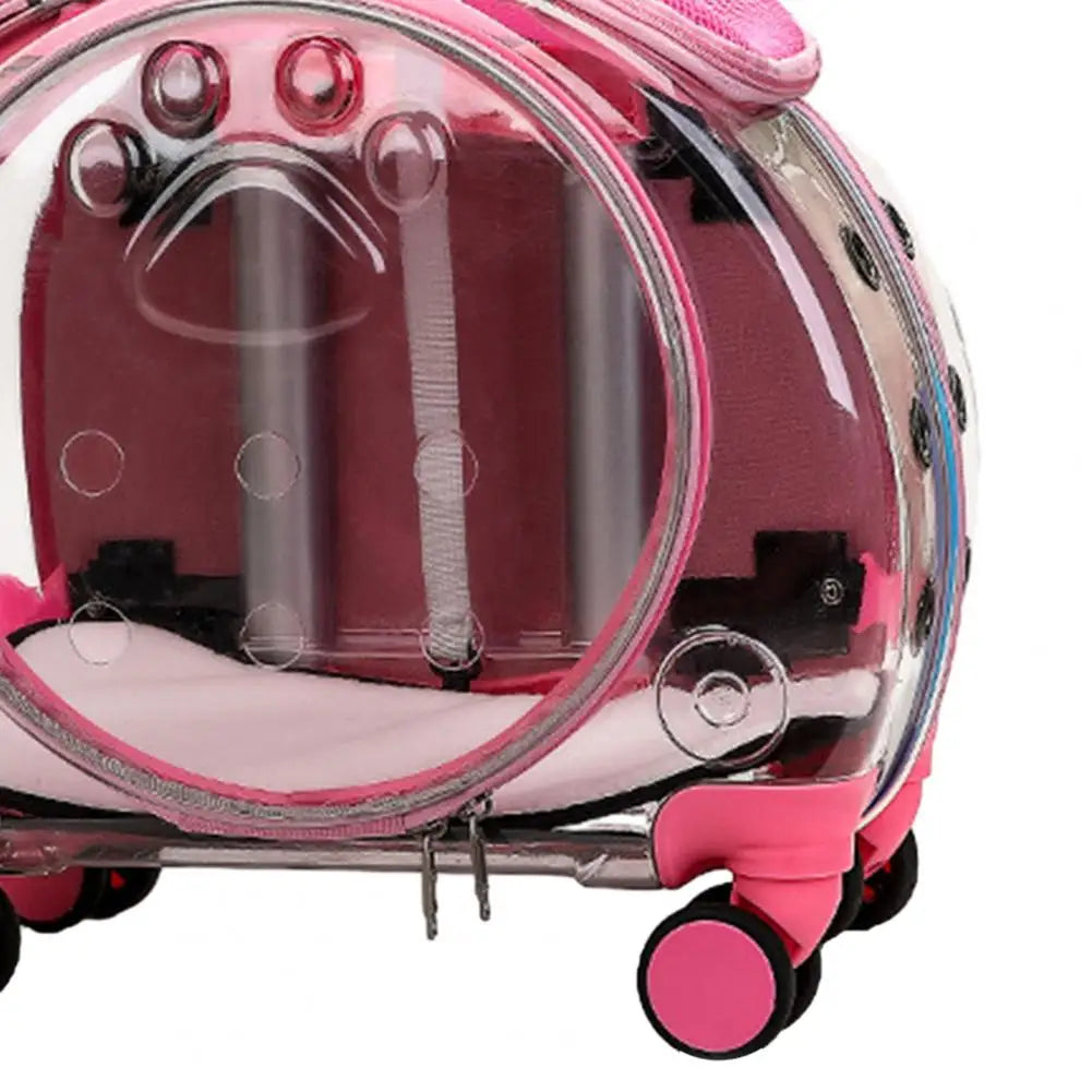 Pet Trolley Case Transparent Cat Carrier Backpack Portable
