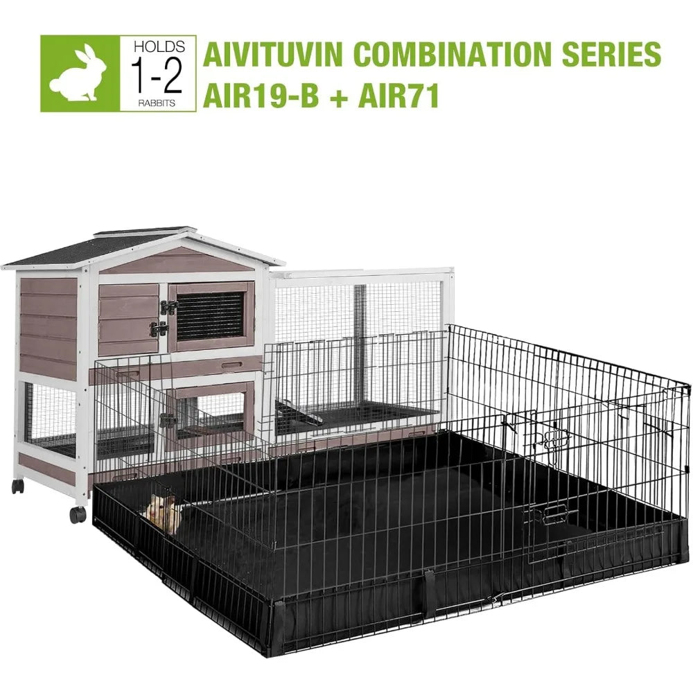 Chew Resistant Indoor Rabbit Hutch With Ramp And Wheels