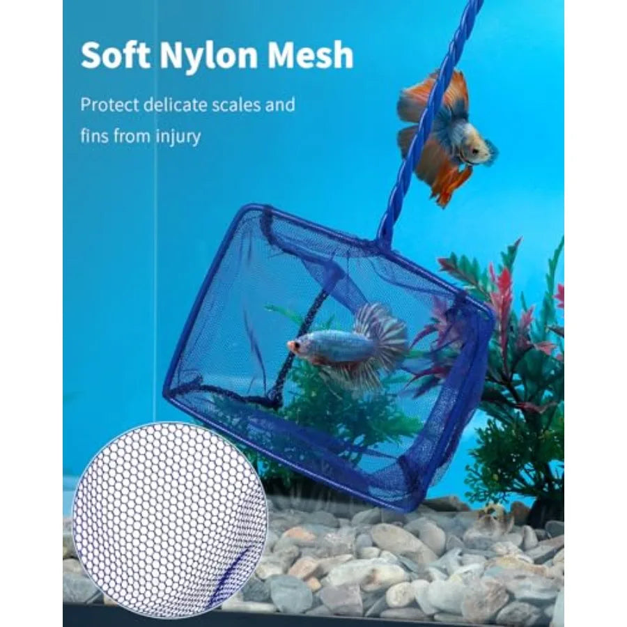 Fish Tank Net With Braided Metal Handle And Nylon Mesh