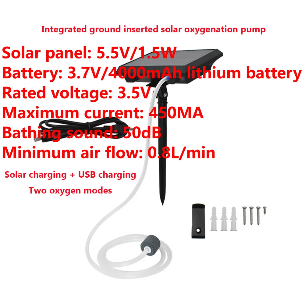 Alloet Solar Power Oxygenator Air Pump For Fish Tank