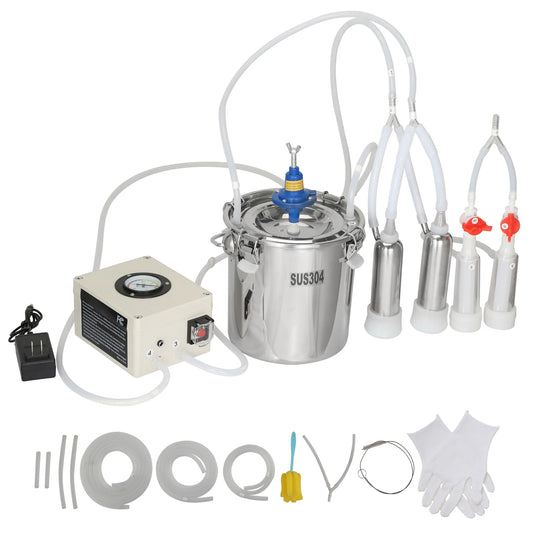 SucceBuy Goat Milking Machine Stainless Steel Bucket Automatic Pulsation Control