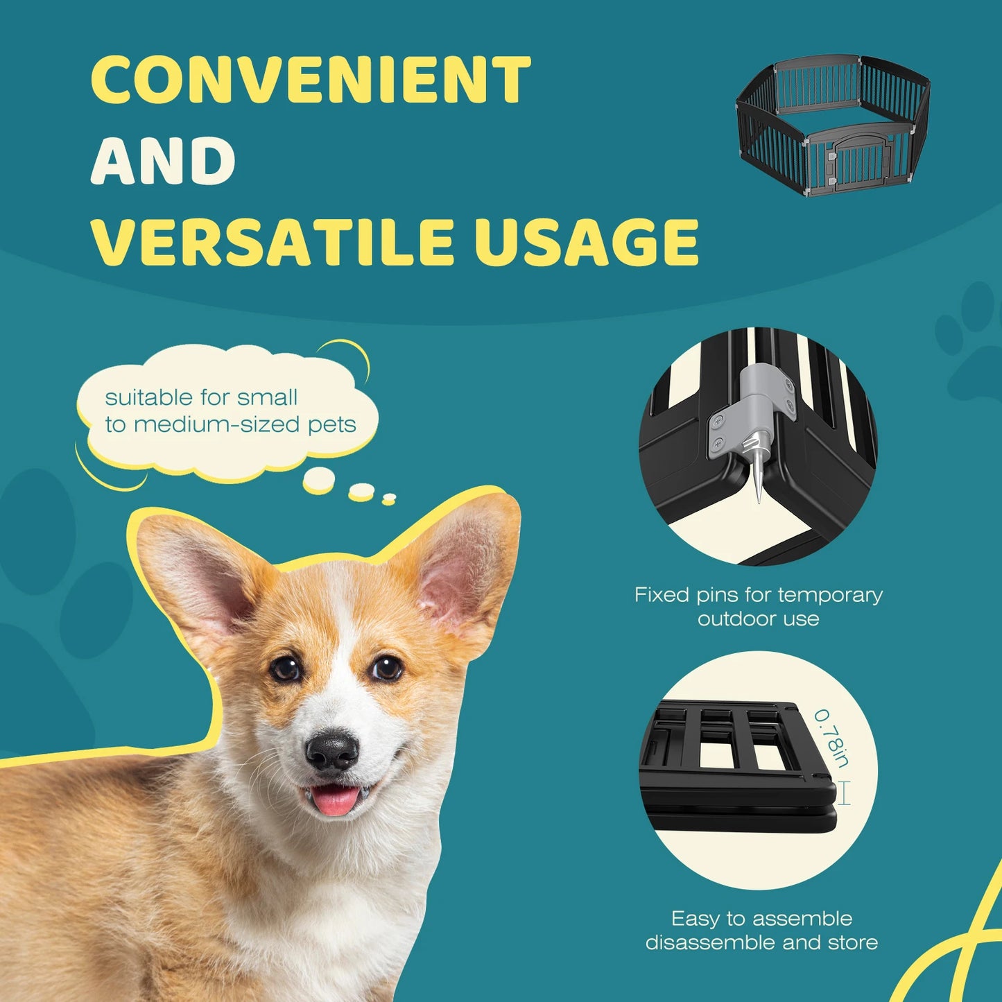 JHK Plastic Dog Playpen 6 Panel Expandable Fence Medium Dogs