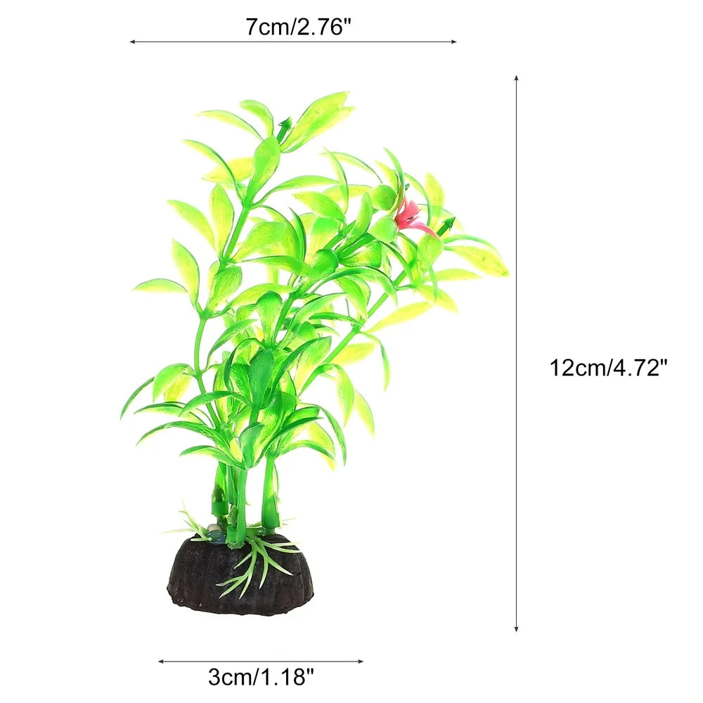 XMSJ Artificial Aquarium Plants 2 Pcs Non Fading Green Decor