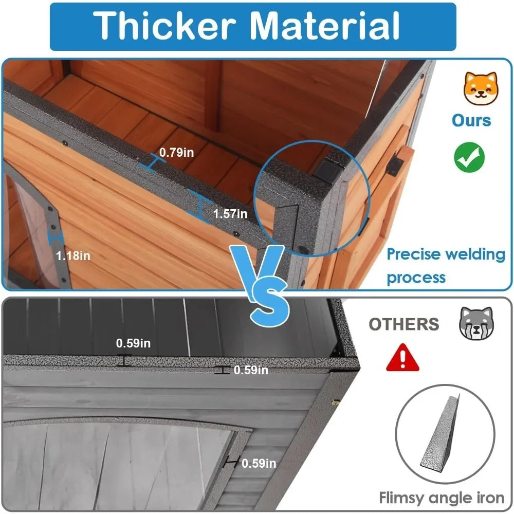 GUANGBAI Outdoor Insulated Dog House with 6-Sided All-Round Foam