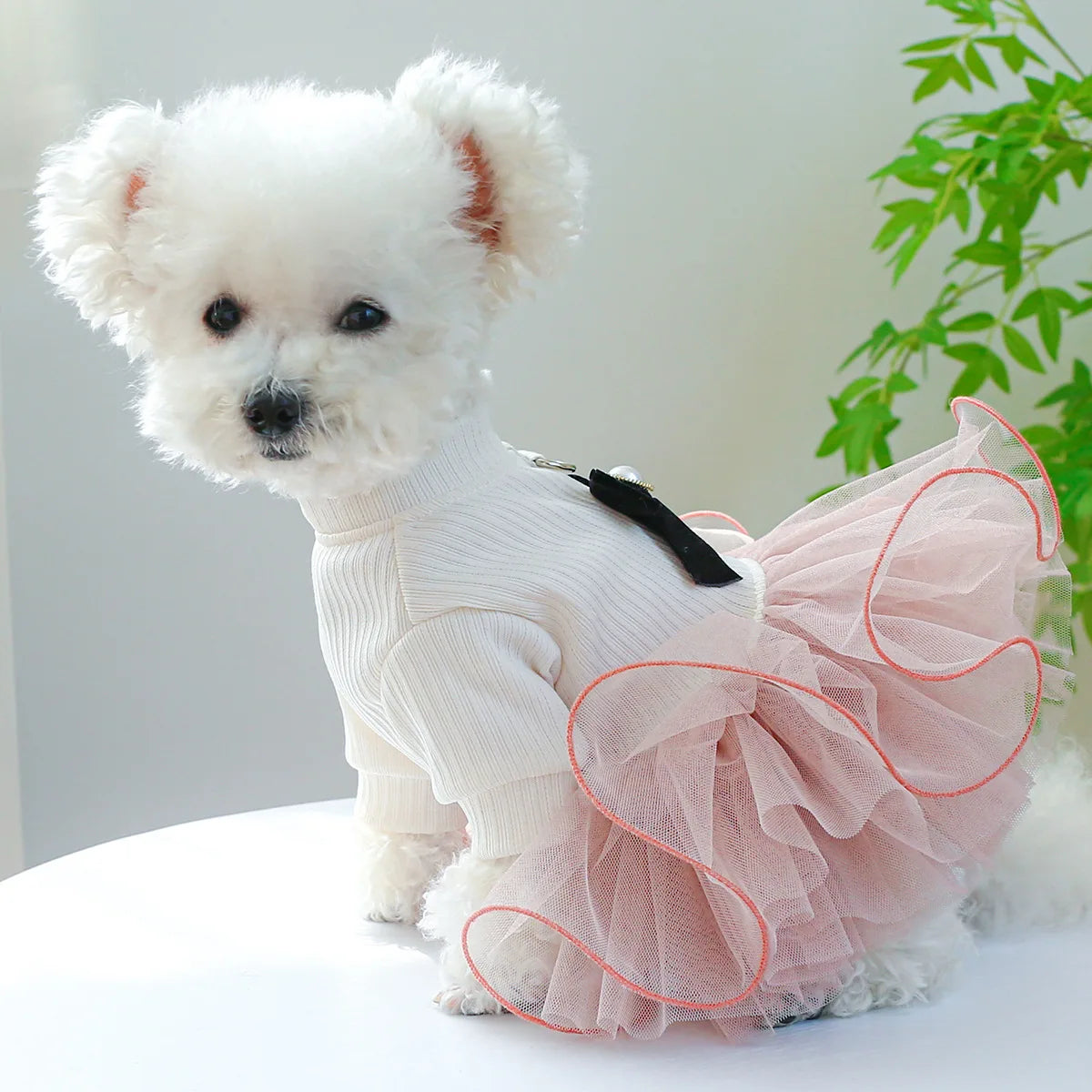 Christmas Dog Dresses Winter Pet Clothing Plaid Skirt