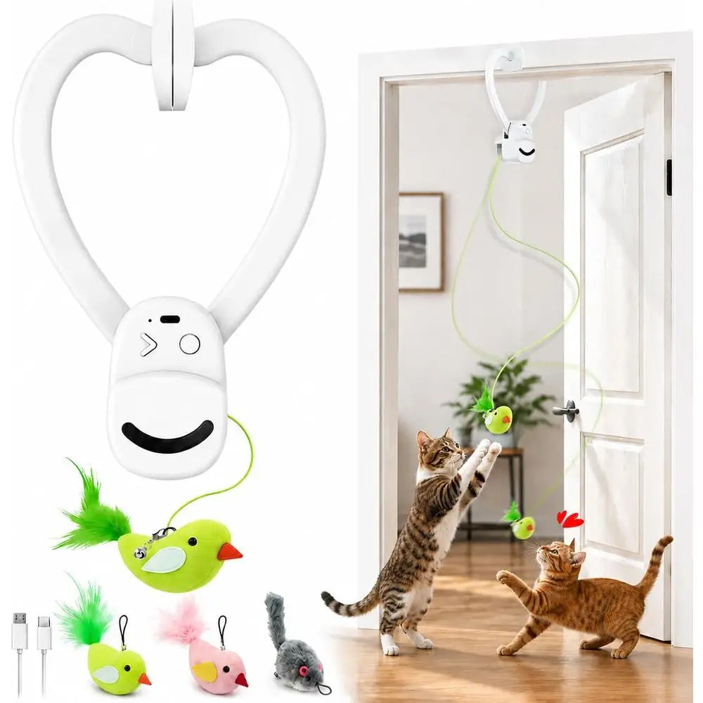 Interactive Cat Toy Wand Chase USB Rechargeable Enrichment for Indoor Cats