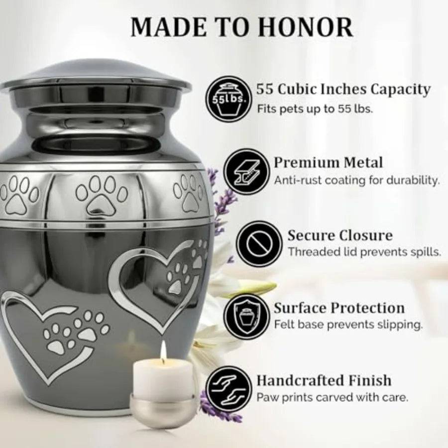 Pet Urn For Dogs Cremation Memorial With Paw Print Holds 55 Lbs