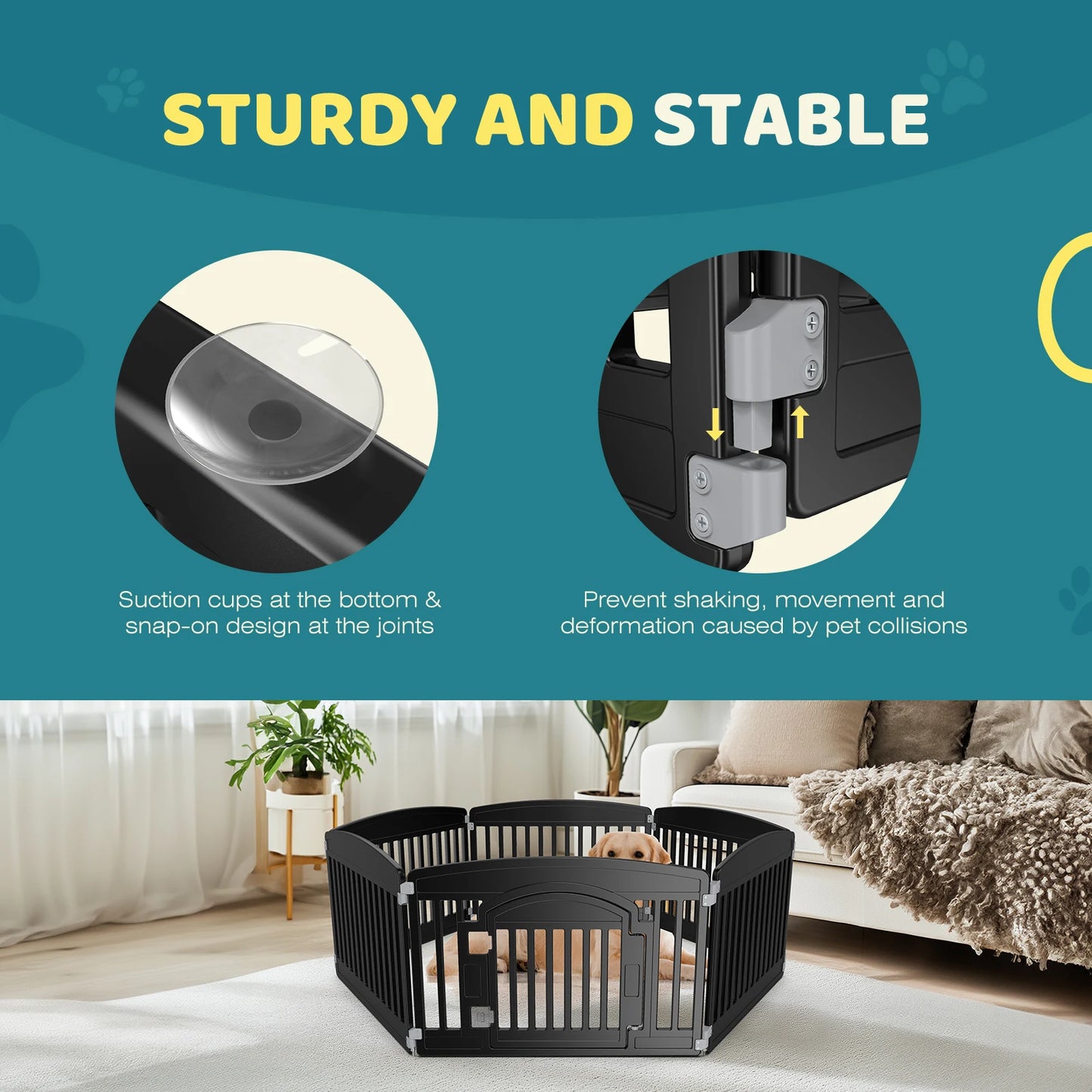 JHK Plastic Dog Playpen Expandable Durable Pet Fence Indoor Outdoor