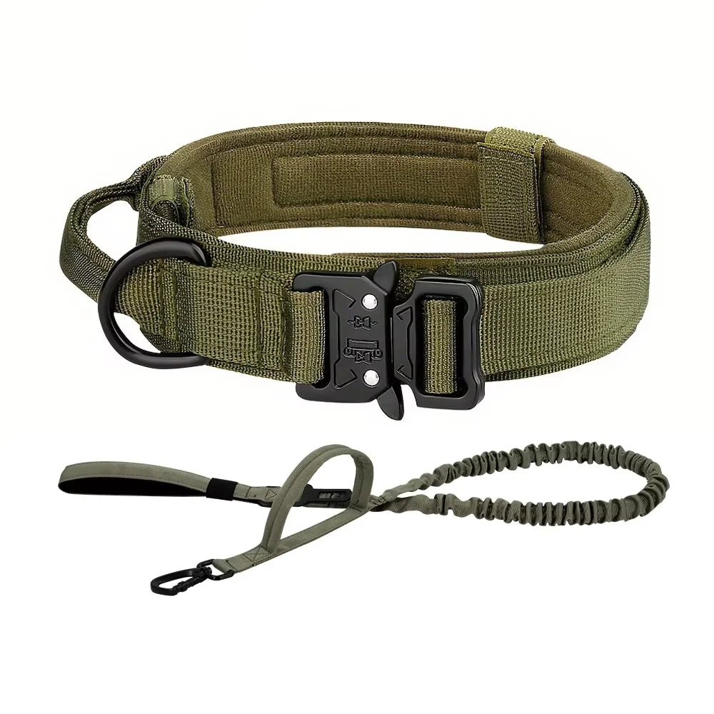Adjustable Tactical Dog Collar And Leash Set Training Control Handle
