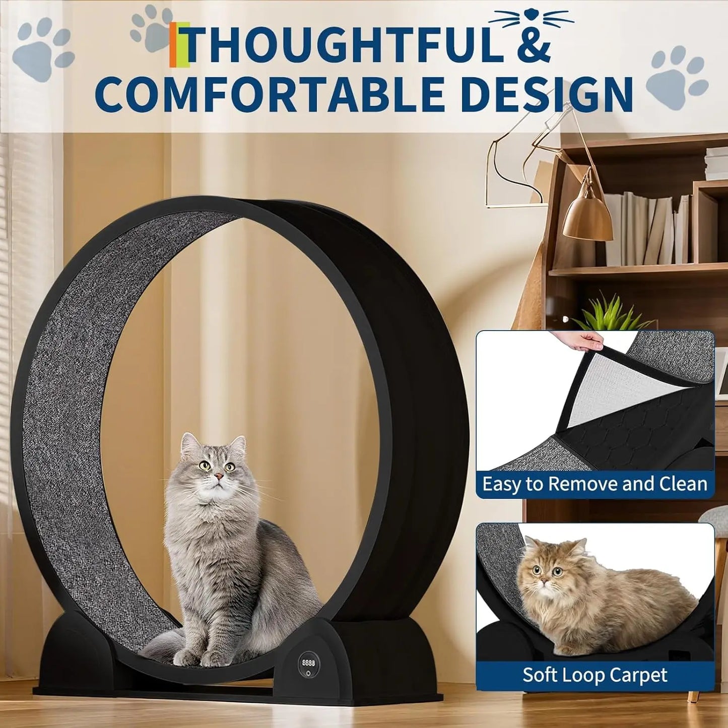 HiMISS Cat Exercise Wheel Indoor Running Treadmill With Smart Pedometer