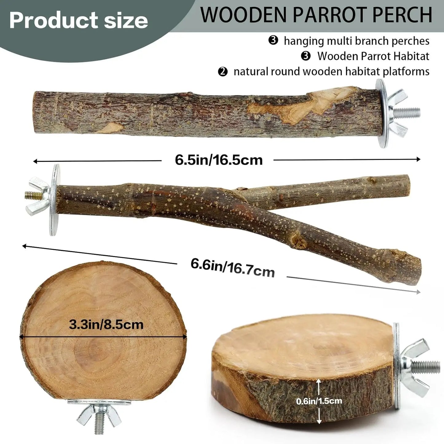 Zhejiang Hign Natural Wood Bird Perches Multi Branch Cage Stand Parakeets Budgies