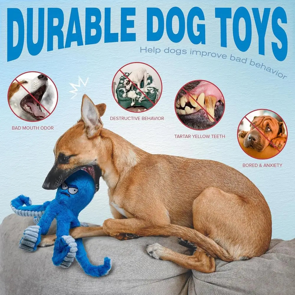 Tough Dog Toys Stuffed Interactive Squeaky Tug of War Toy