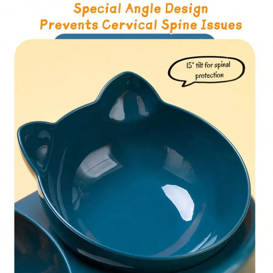 Triple Cat Bowls For Food And Water 3 In 1 Raised Pet Feeder