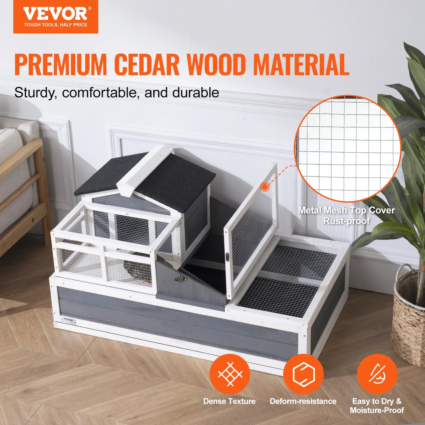3 Room Tortoise House Wooden Enclosure For Indoor Outdoor Habitat