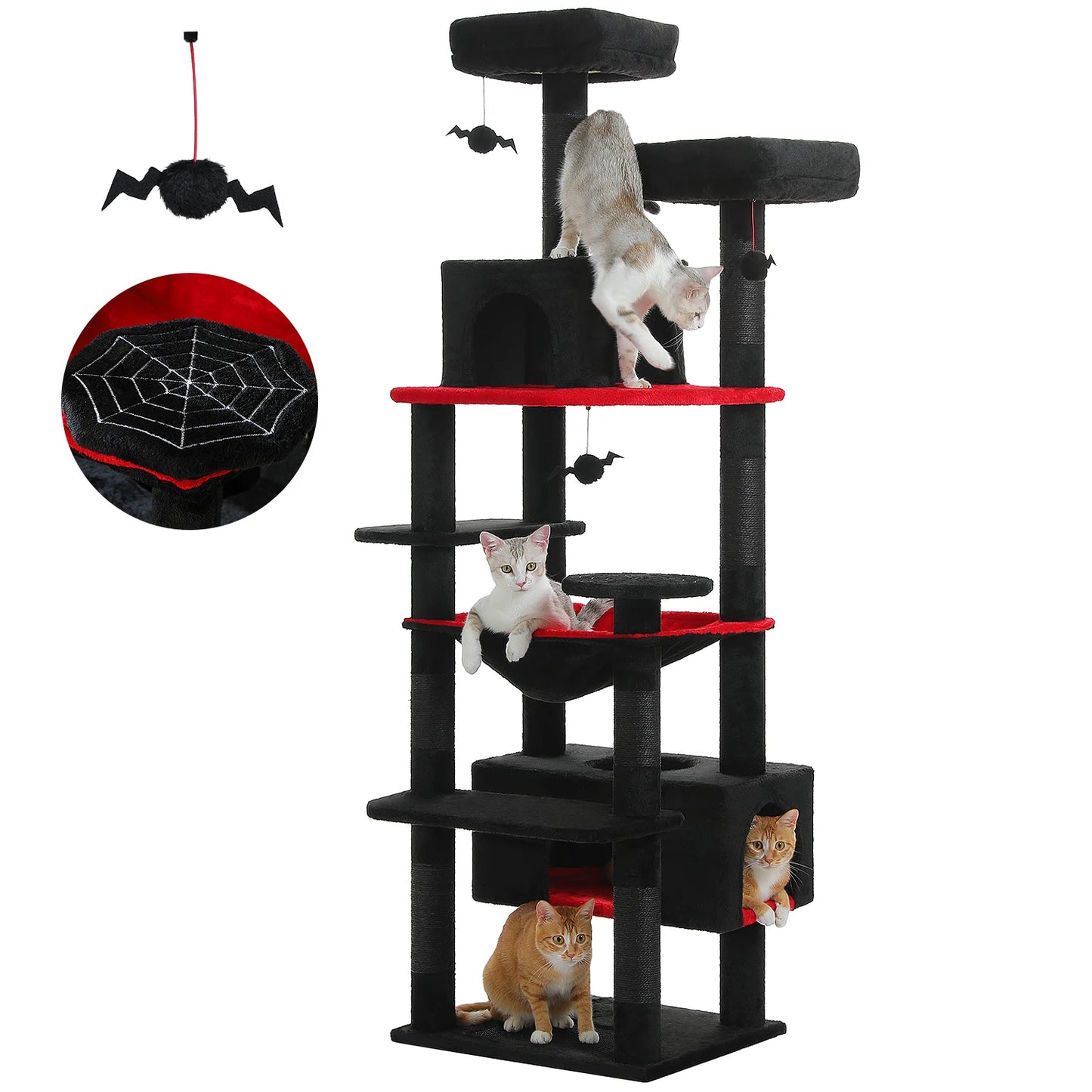 PEQULTI Multi Level Cat Tree Tower Scratching Posts Hammock Condo