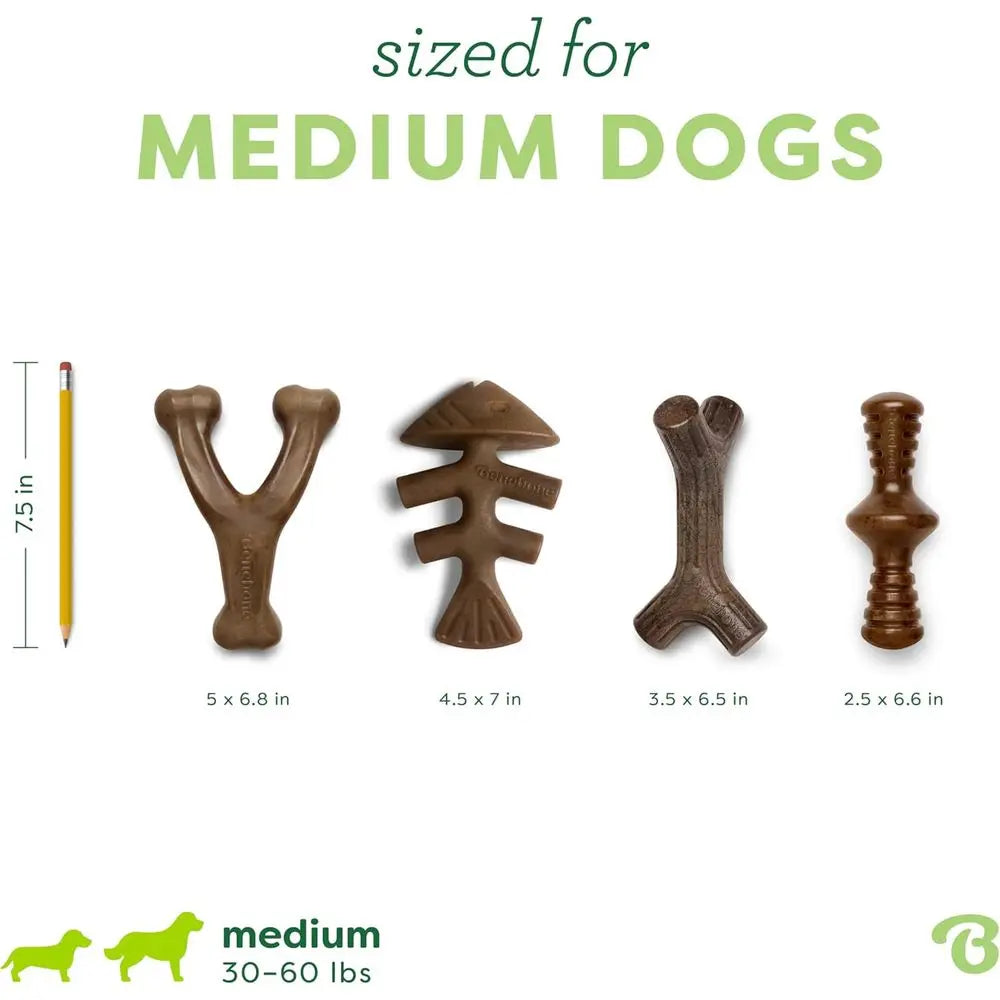 Durable Medium Dog Toys Four Pack Chew Bones Made In USA