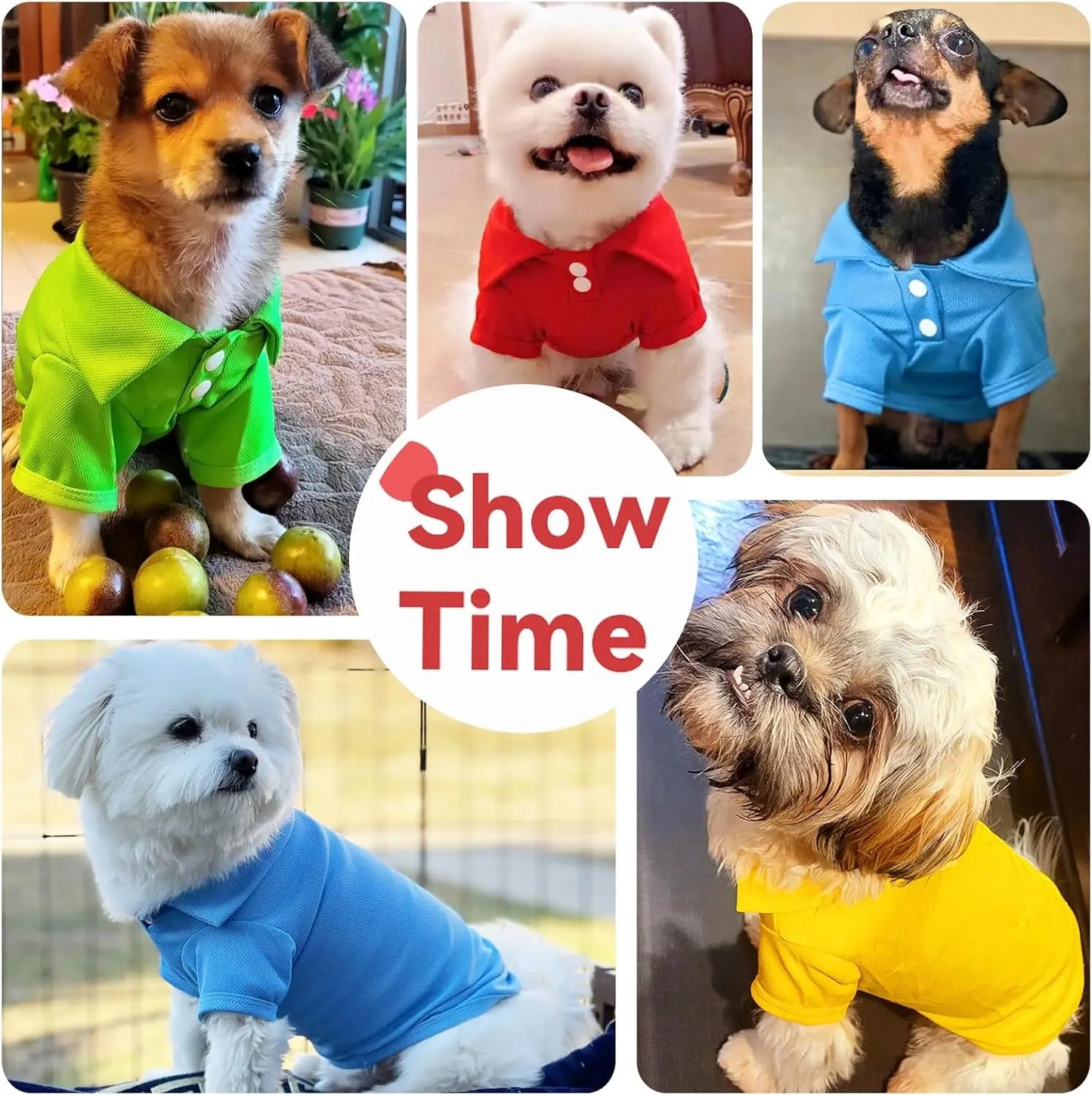 Zhejiang 4 Pack Collared Polo Dog Shirts Breathable Polo T Shirts for Small Medium Dogs and Cats