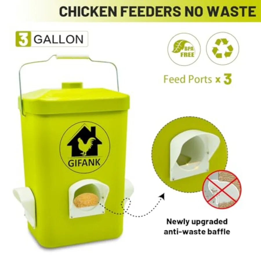 Chicken Feeder And Waterer Set Automatic No Waste Hanging Poultry Kit
