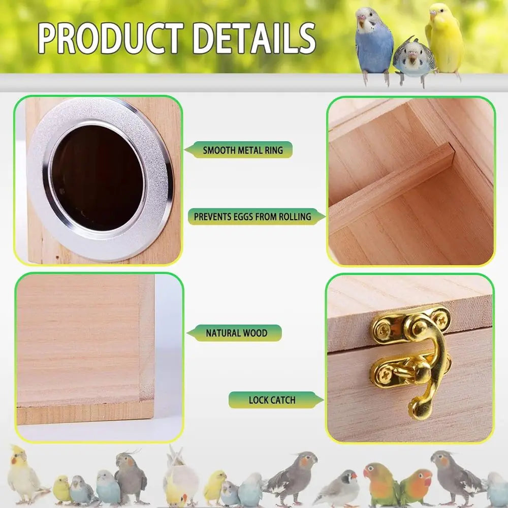 NONEM Parakeet Nest Box for Small and Medium Birds