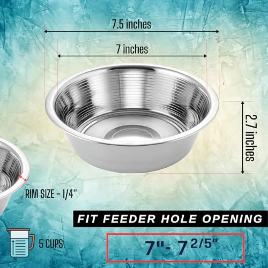 Pet Feeder Stainless Steel Dog Bowls 2-Pack for Raised Feeders