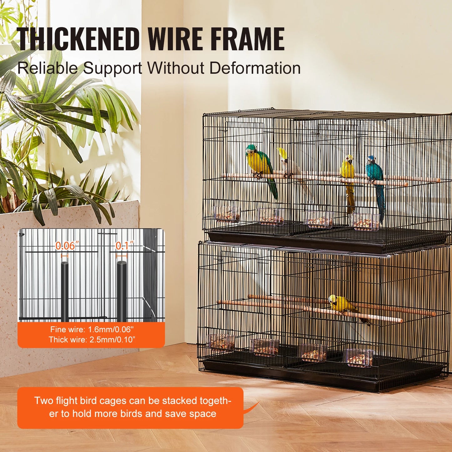 SucceBuy Flight Cage Stackable Divided For Small Birds
