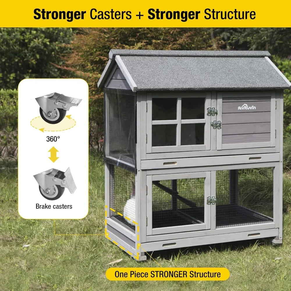 High Concerned Rabbit Hutch Indoor Outdoor Waterproof Cage