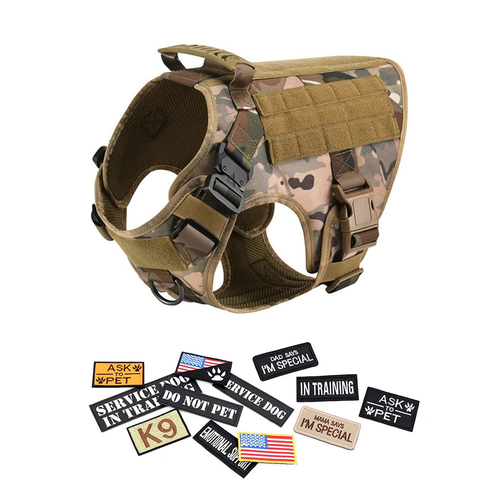 Petravel Military Dog Harness Vest Kit With Leash And Patches
