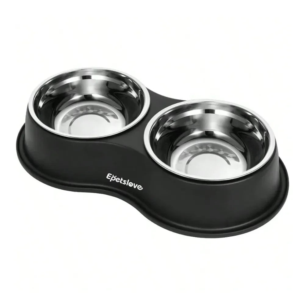 Double Dog Water And Food Bowl Stainless Steel Non Slip