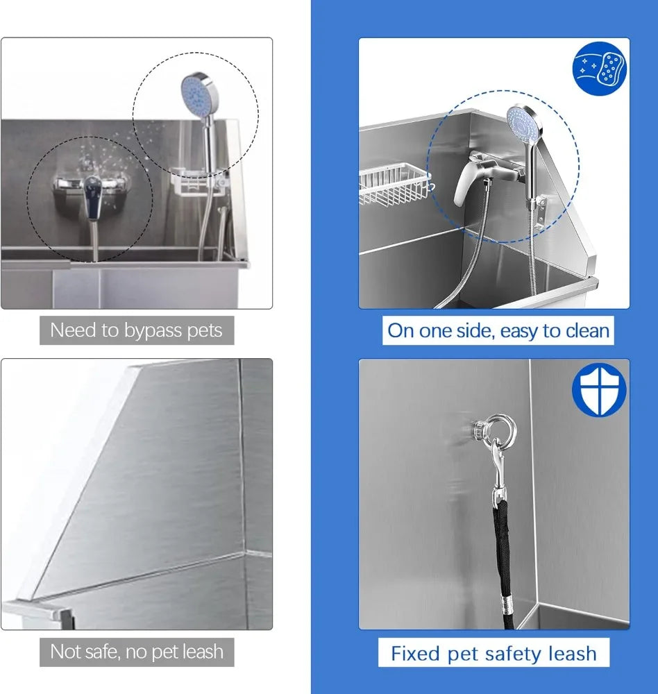 High-concerned ProfessionalGrade Dog Bathing Tub Pet GroomingSystem SlidingDoor Ultra