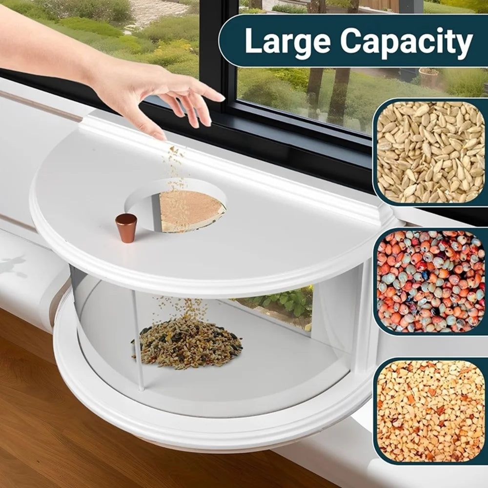 Window Bird Feeder With Clear View Tray Recessed Design