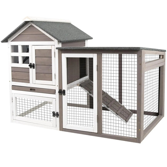 HiMISSCN Two Story Rabbit Hutch Indoor Outdoor Chicken Coop