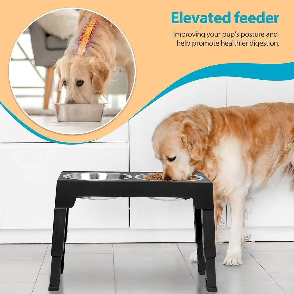 Elevated Dog Bowls With 2 Stainless Steel Bowls Adjustable Height