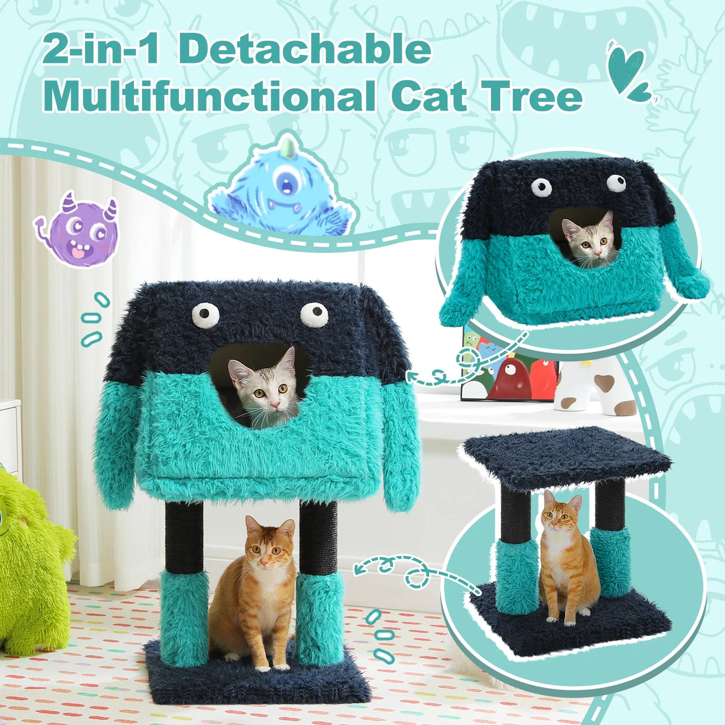 PAWZ Road Monster Series Cat Tree Tower Plush Condo